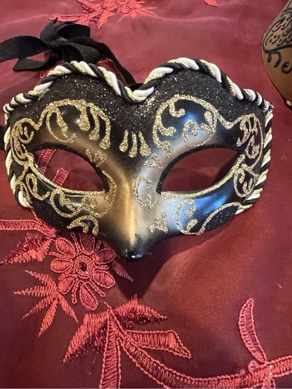 Elegant Black and Gold Masquerade Face Mask - Women's / Men Accessory used once
